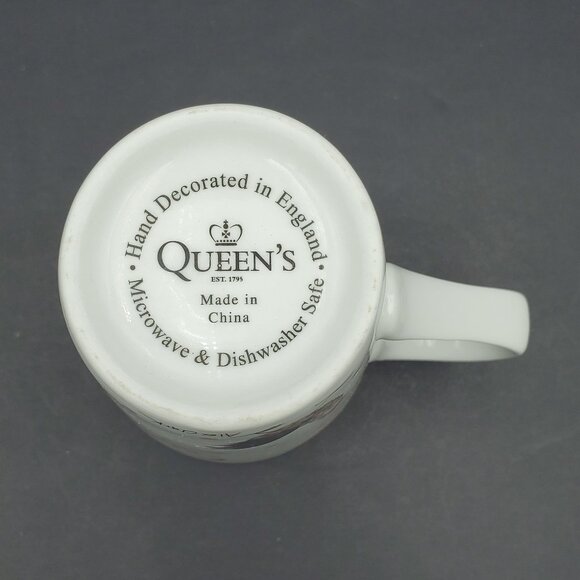 Alex Clark for Churchill Rooster Latte Mug Queen's Tall White Mug Chickens Dots - Picture 6 of 7